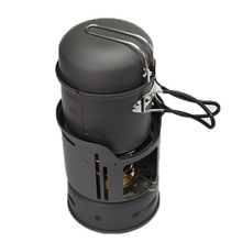 7 in 1 Aluminum Cooking Pot Goulash Soup Pot Tableware Cookware Sets Windproof Picnic Alcohol Stove Outdoor Camping Hiking