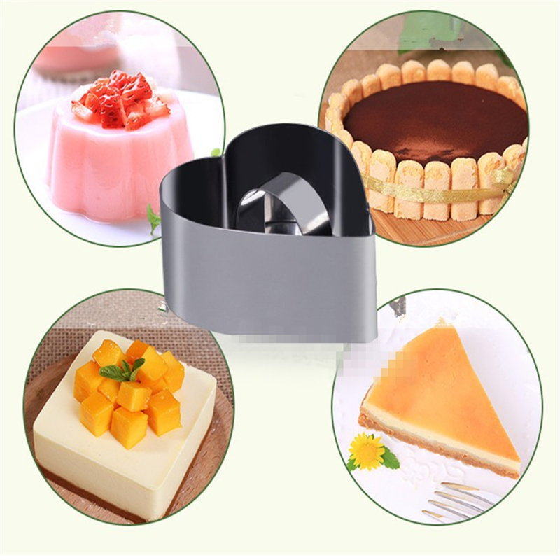 Retractanle Backware Round Square Heart Shape Stainless Steel Mousse Cake Mould Kitchen DIY Dessert Tiramisu  Cheese Mold Ring