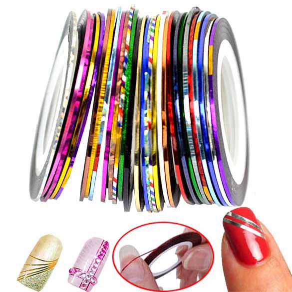 2015 Fashion Women Ladies 10Pcs Mixed Colors Nail Rolls Striping Tape Line DIY Nail Art Tips