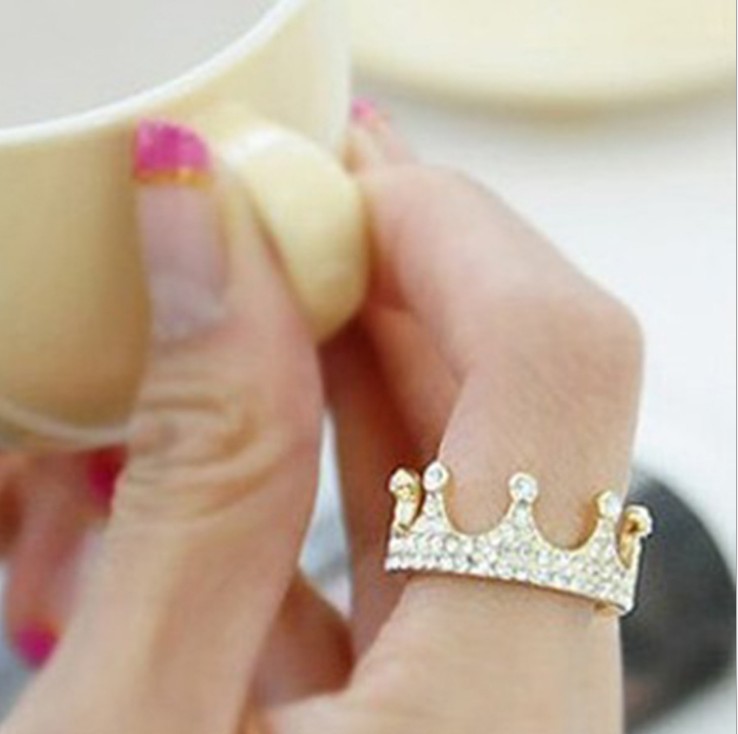 Free Shipping Korean Fashion Ring Imitation Diamond Crown Rings JZ0205
