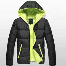 2015 New Design Man Winter Black Hooded Down Cotton Jacket Fashion Keep Warm Short Zipper Cotton Jackets Coats Men M-XXXL