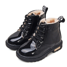 Winter children boots boys girls snow boots student fashion warm shoes kids artificial leather fur child