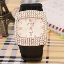 2015 caliente nueva moda piel cristal del Rhinestone relojes mujer vestido de la belleza reloj del cuarzo envío gratis