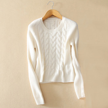 Fashion women’s 100% cashmere knitting pullover sweater with longer back hem O-neck long sleeves