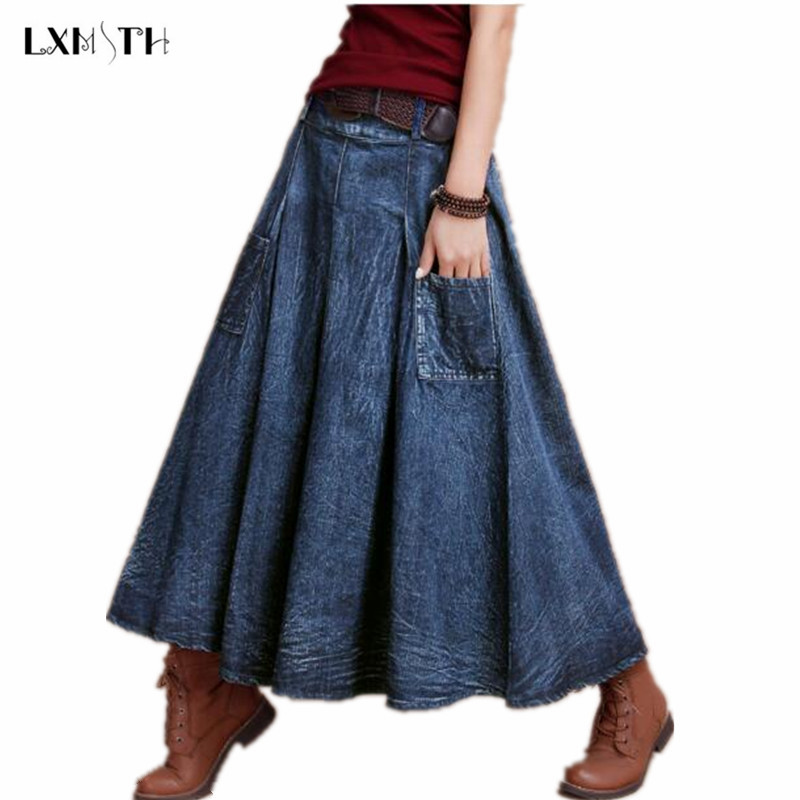 Ladies Long Denim Skirt 35