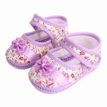 Baby Girls Casual Comforty Crib shoes Floral Bowknot Velcro Cotton Shoes New Free Shipping