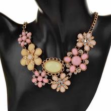 Fashion Vintage Jewelry Retro Copper Shourouk Crystal Collar Necklaces Pendants Acrylic Flower Statement Collar Necklace women