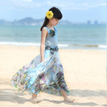 Brand Children’s wear girl’s dress is the new 2015 teenage children summer floral dresses Bohemian fashion chiffon beach dress