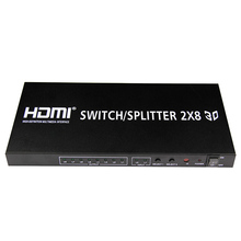 New 3D V1.4a HDMI 2×8 Switch Switcher Splitter 2 in 8 out with IR Remote Control for HDTV PS3 DVD 1080P