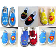 Variety Superman Logo Hand Painted Shoes Men Women Slip-On Classic Canvas Sneakers Couples Shoes Lazy Shoe