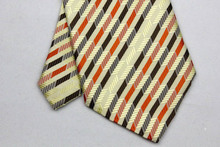 NT0083 Yellow Orange Stripe Multicolor Smooth Jacquard Woven Classic Silk Polyester Man s Business Wedding Tie