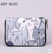 2015fashion black and white cat design women short high quality handbags zero wallet coin purse zip clutch bolso cartera mujer