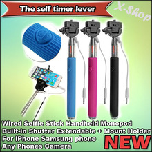 X-SHOP Wired Selfie Stick Handheld Monopod Built-in Shutter Extendable For iPhone Samsung Smartphone Any Phones Camera