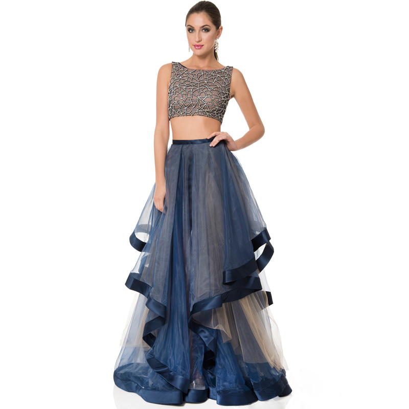 Popular Navy Blue Ruffled Prom Dress-Buy Cheap Navy Blue Ruffled ...