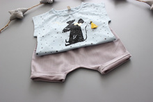 Cute Character Mouse Baby Boy New Summer Short Sleeve T-shirt + PP Pants Two-piece Korean Clothing Sets