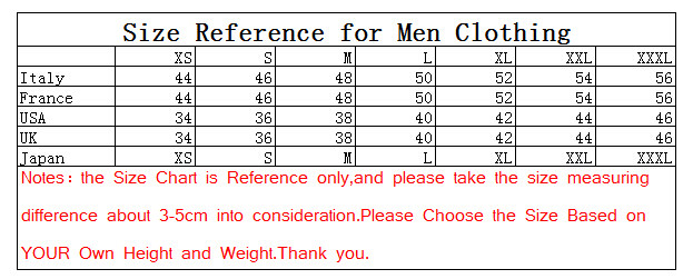 Mens Suit Size Chart Italian