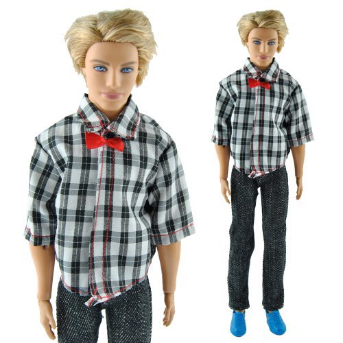 High Quality Handmade Casual font b Plaid b font Grid Clothes Jacket Pants Outfits For Ken