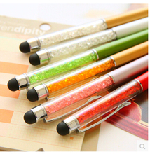 Cute Crystal pen Diamond ballpoint pens Stationery ballpen 2 in 1 crystal stylus pen touch pen more color for choose