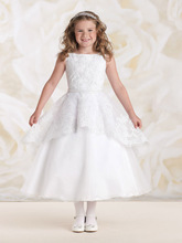 Beautiful Princess First Communion Dress Ankle-Length Lace Appliques Sleeveless Birthday Wedding Baptism Prom Tulle Girl Gowns