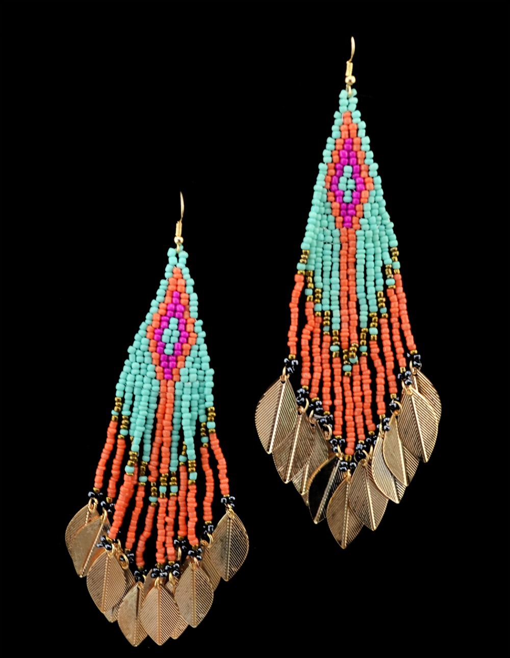 chandelier  Beads  indian Earrings Vintage Jewelry Wooden  Fashion Chandelier vintage Bohemian