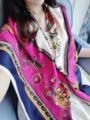 Sunscreen Scarves Silk Scarf Poncho Fur Trim Silk Hijab Carriage Chain Pattern Shawls