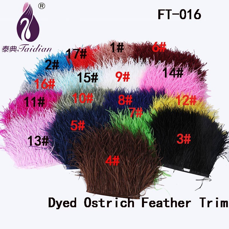 Black Natural Feather Ribbon 17 colors Ostrich Feather Trim for Feather Boa