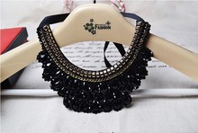 free shipping Fashion Handmade sew Collar Necklace with Black Acrylic Crystal Beads Women Charm Choker Necklace Accessories