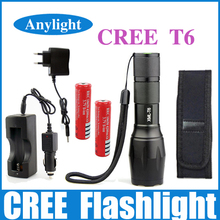 UltraFire 2000 Lumens CREE XML T6 High Power Focus Adjustable Torch Zoomable LED Flashlight LED Torch+DC/Car Charger WLF50
