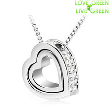 Free Shipping Hotselling Promotion 18K White Gold Plated WHITE Austrian Crystal Heart Pendant Necklace fashion jewelry sets 117