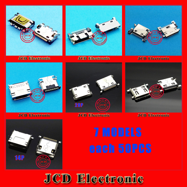 7 models,350PCS/LOT,Micro mini 12 14 20 Pin  USB jack socket connector,phone charging data port for LG for Samsung