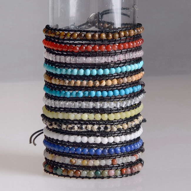 13 Colors Braid Fashion Amethyst Opal Turquoise Beads Natural Stone Crystal Women Men Bracelets Adjustable Size