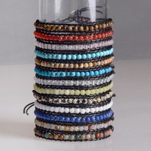 13 Colors Braid Fashion Amethyst Opal Turquoise Beads Natural Stone Crystal Women Men Bracelets Adjustable Size Brackets