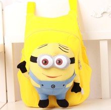 children s backpack Cute 3D eyes Despicable Me Minion Plush Backpack Child PRE School Kid Boy
