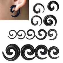 2.5-16mm 9 Pair Acrylic Black Spiral Taper Ear Expanders Jewelry Plug Gauges Ear stretching Ear Plugs Tunnels Body Piercing