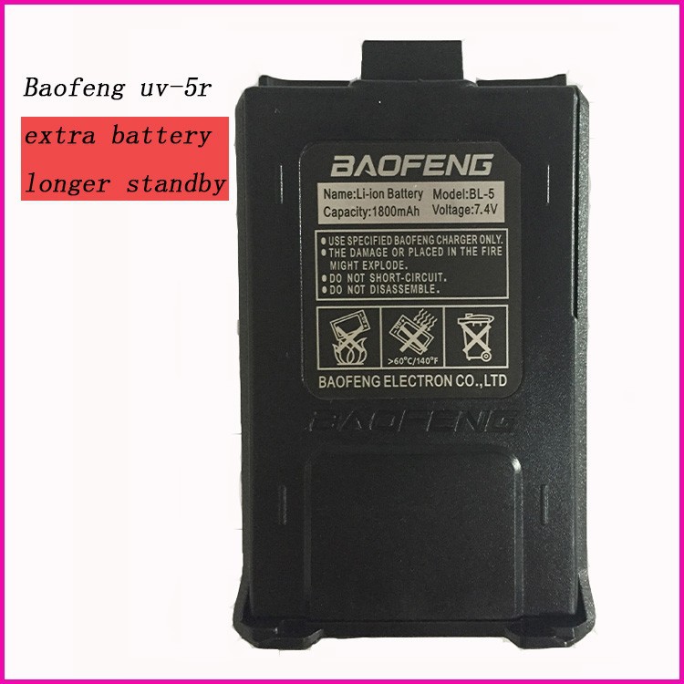 Best Original 1800mah Li-Ion Battery For Baofeng Uv5r Uv 5ra Uv-5re Cb Ham Radio Walkie Talkie Baofeng Uv-5re Accessories (2)