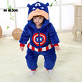 Brand Spring Winter Baby Flannel Captain America Costume Onesie Climbing Pajamas Romper Jumpsuit Coverall Thicken Baby