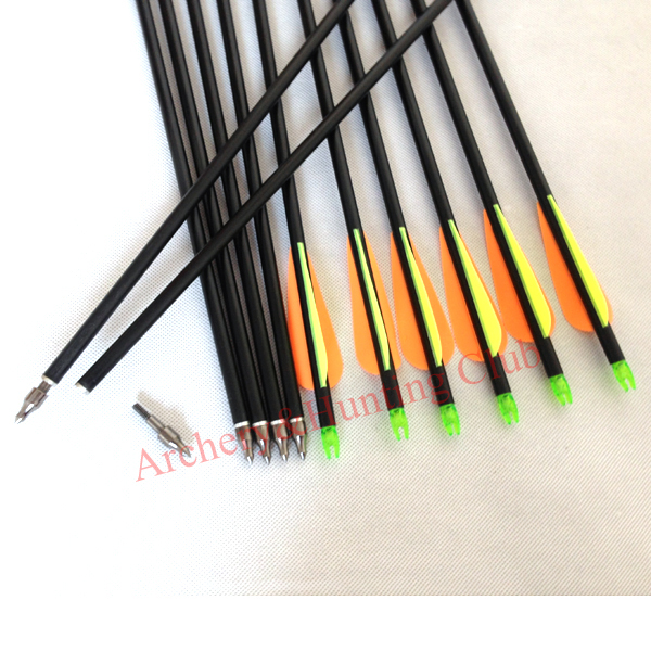 30 fiberglass 8mmOD hunting arrow with arrow nock feathers and arrow tips compound bow archery and