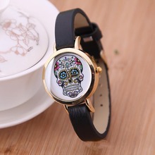 New Fashion Quartz Watches for Ladies Gift Wristwatches Cartoon Skull Girls Watch Leather Band Sports Casual Wristwatch