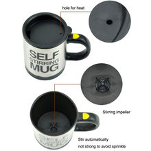 Free shippping Automatic coffee mixing cup mug bluw stainless steel Lazy self stirring electic coffee mug