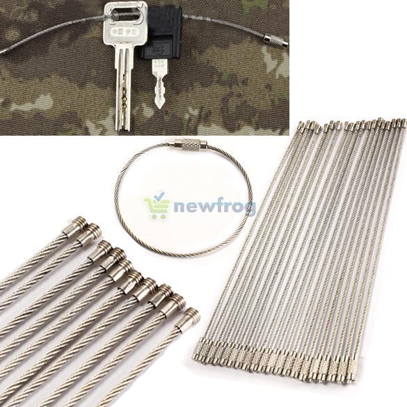 20PCS Stainless Steel Wire Keychain Cable Key Ring for Outdoor Hiking NIE 