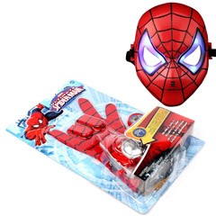Amazing Spiderman Action Figure Flying saucer Launcher with LED Mask with Hero Glove Role Play Toy Kid Brinquedo slinger Juguete