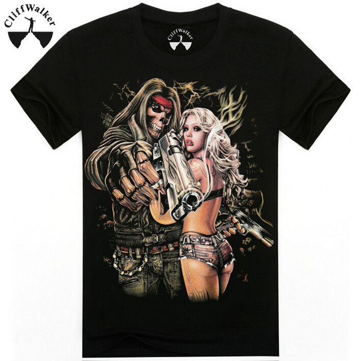 Top Quality O Neck Short Sleeve XXL Pure Cotton 3D Printed Rock T shirt For Sale