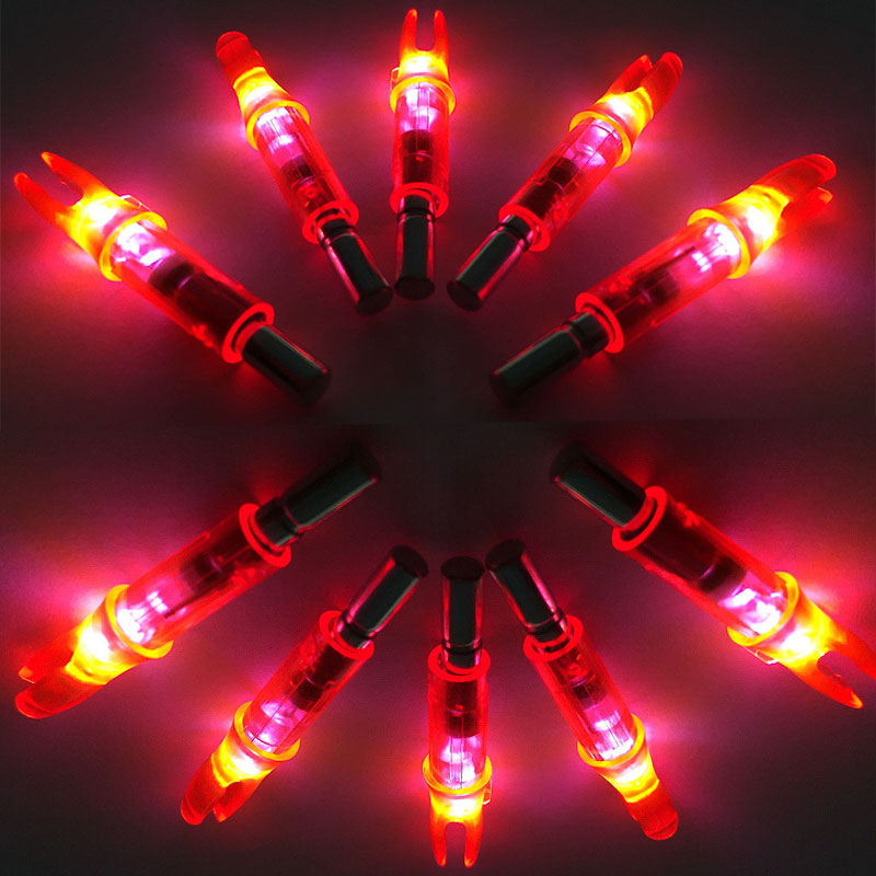 12pcs Automatically Lighted nock Compound Bow Led Lighted Arrow Nock Red for ID 6 2mm Hunting