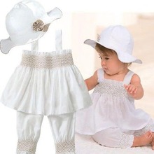 0-3Y Baby Kids Girls Top+Pants+Hat Set 3 Pieces Clothing Outfit Costume Ruffled Clothes L4