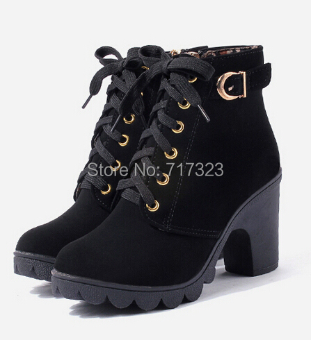 new 2014 brand platform high heel single shoes vintage Women Motorcycle Boots Martin Boots,size 35-3