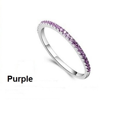 White CZ Diamond Jewelry Wedding Rings for Women Sterling Silver Crystal Anel Feminino Ruby Jewellery Purple