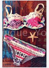 2015 Summer Style Triangl bikinis for women Swimwear neoprene Push UP Printing swimsuits Brazilian Maillot De