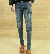Ripped Jeans Men Skinny Slim Fit 2016 New Fashion Distressed Denim Pants Free Shipping