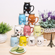 Japanese style zakka milk cup vintage cartoon graphic patterns ceramic cup belt vintage cup mug