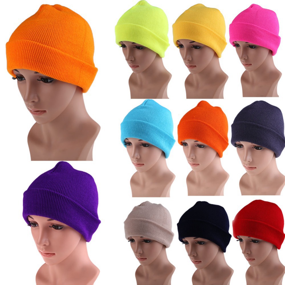 Men s Women Beanie Knit Ski Cap Hip Hop Color Winter Warm Unisex Wool Hat ME3L